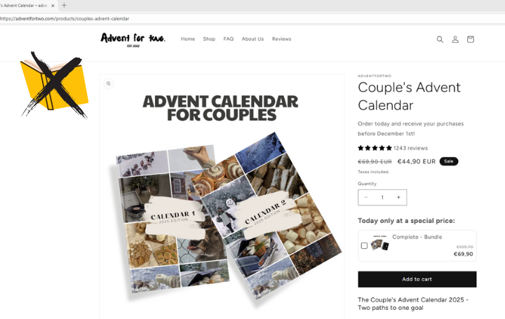 Screenshot: Adventkalender bei adventfortwo.com.