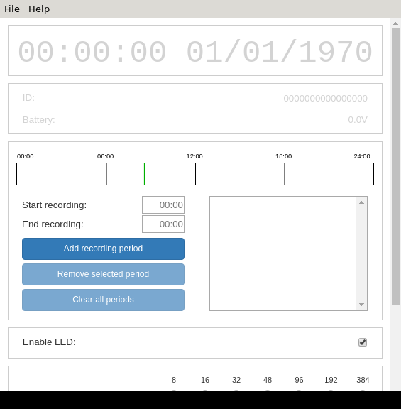 Screenshot of AudioMoth