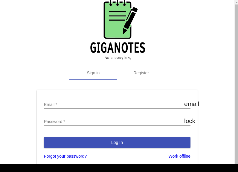 Screenshot of GigaNotes