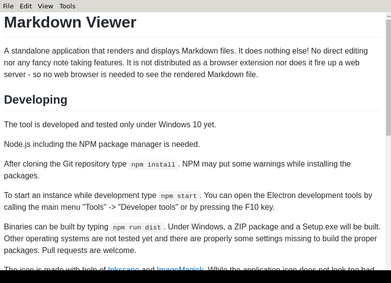 Screenshot of mdview