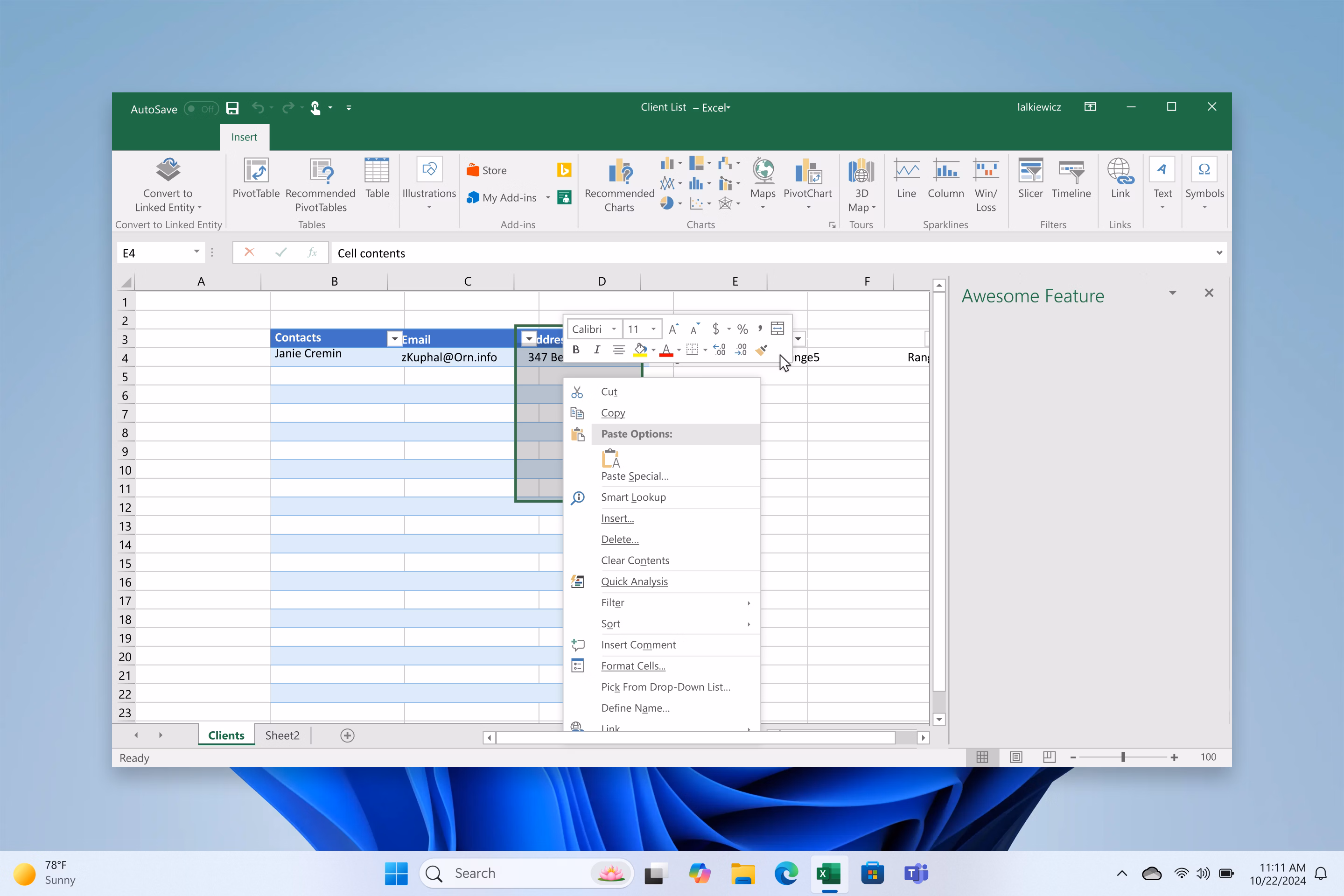 Microsoft Excel 檔案在電腦畫面上開啟
