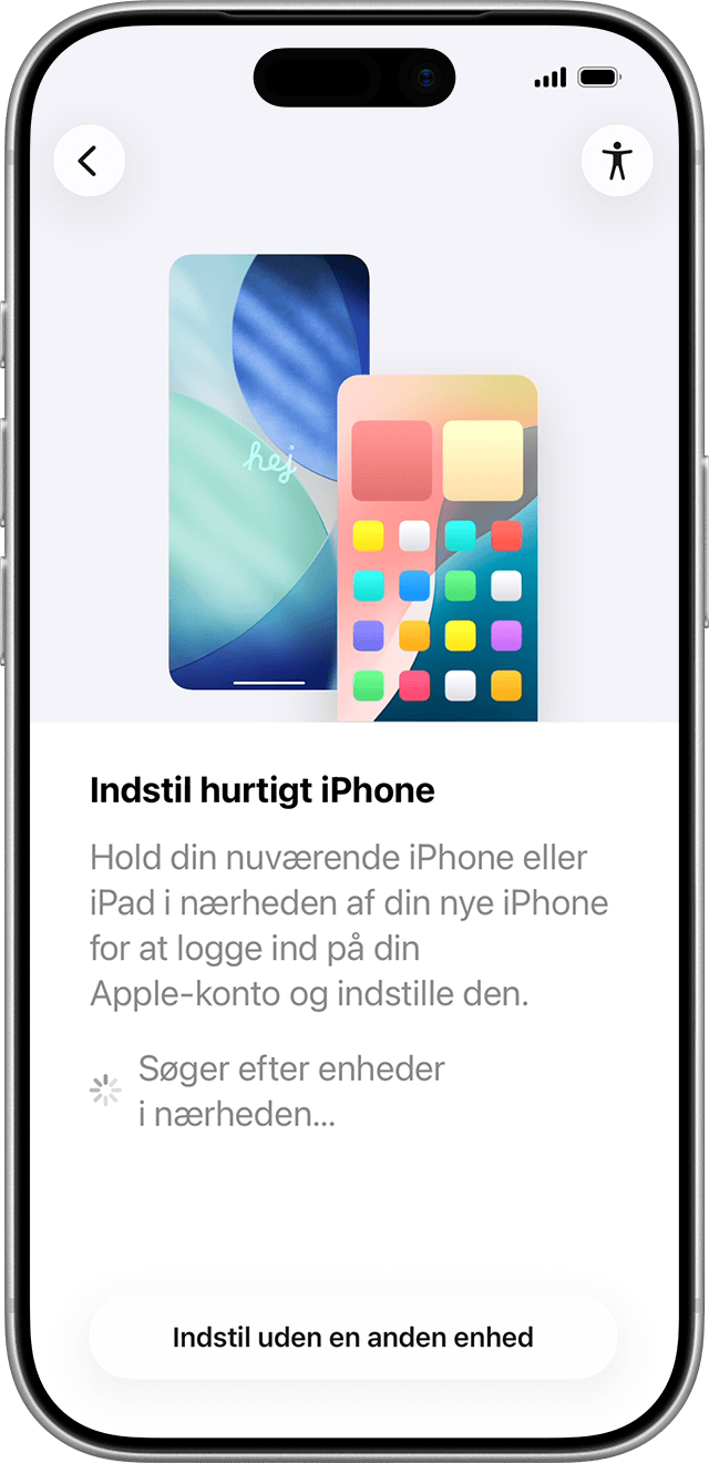 Hvis du placerer din gamle telefon i nærheden af din nye iPhone, hjælper appen "Flyt til iOS" dig med at overføre data trådløst.