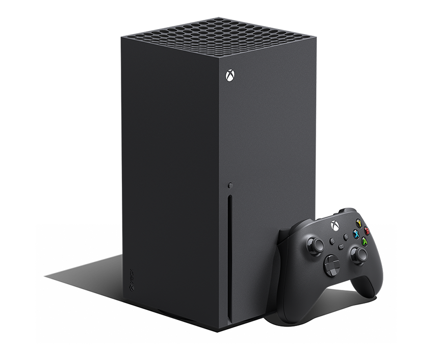 Xbox kablosuz oyun kumandasıyla Xbox Series X'in soldan görünümü