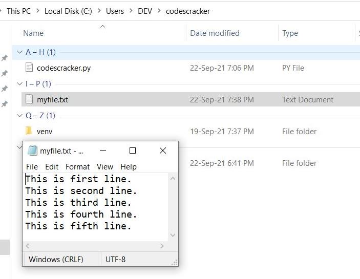 python readlines function
