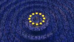 Dark blue background with circle yellow stars in middle
