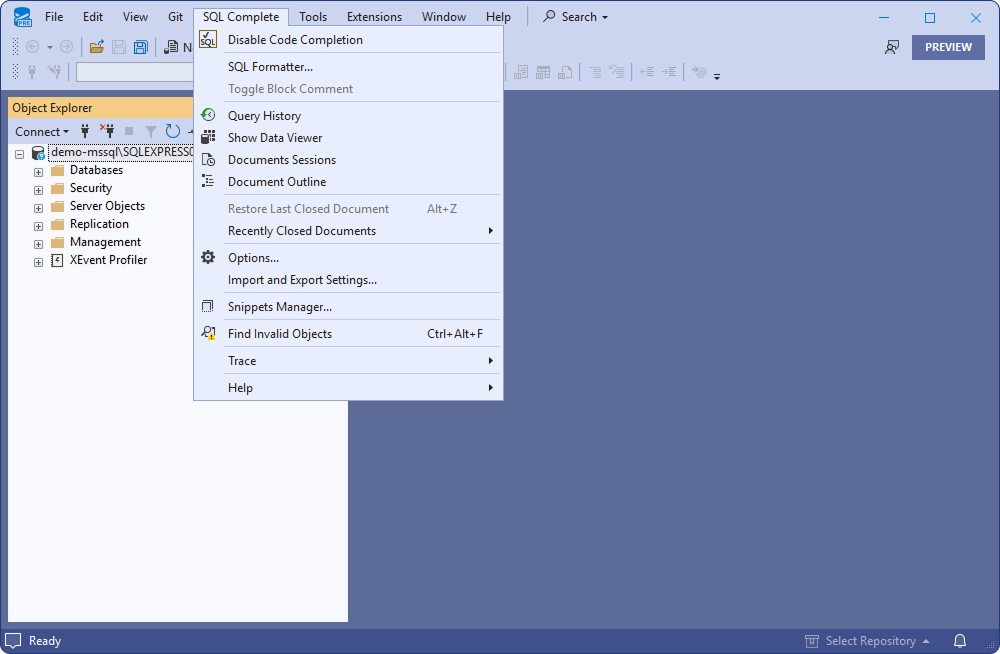 Installed SSMS extension
