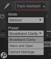 You can influence Track Assistant’s processing suggestions via two three-way parameters: Mode, which sets how heavy the processing will be; and Preset, which sets the character of the processing in a  very generalised way.