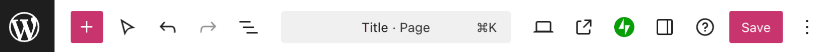 The top menu of the WordPress Editor with several icons for different editor features.