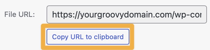 A box drawn around the button labeled "Copy URL to clipboard"