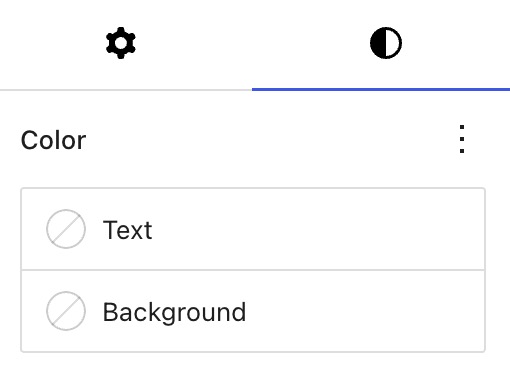 Block settings with the styles tab selected