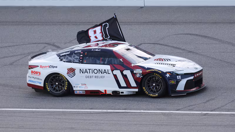 Denny Hamlin tied Kyle Busch for ninth all time in Cup wins Sunday and then carried a No. 18...