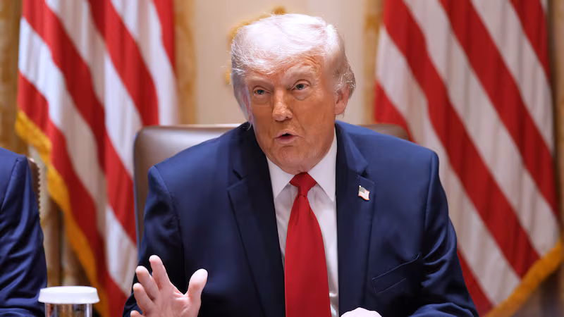 President Donald Trump speaks during a Cabinet meeting at the White House, Wednesday, May 27,...