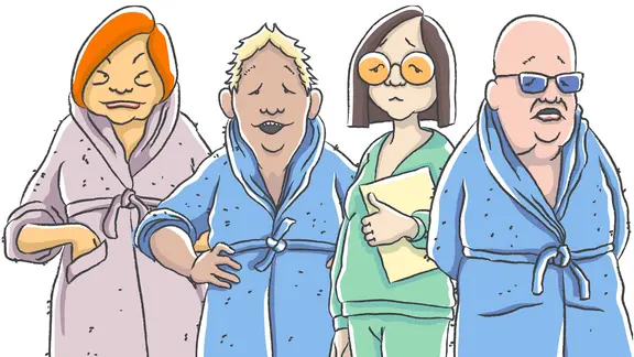 Die Protagonisten der Kur-Oase stehen nebeneinander: Sülwia Voss, Marcel Deinhard, Lina Peppmöller und Jäckie Sprenzel