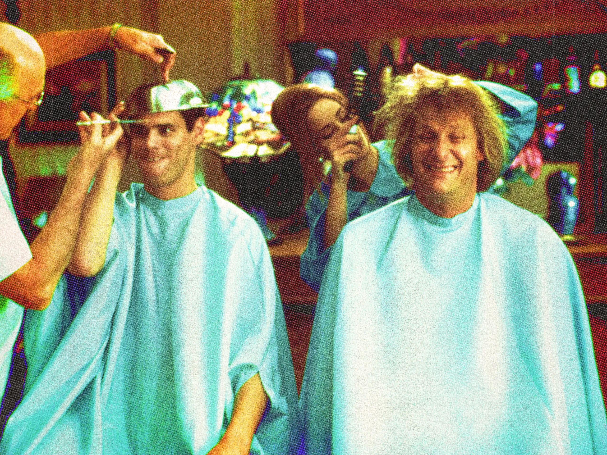 Image may contain barbershop barbershop etiquette barbershop dos and don'ts Jeff Daniels Jim Carrey Face Head Person...