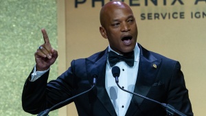 Maryland Gov. Wes Moore speaks Sept. 27 during the Congressional Black Caucus Foundation Phoenix Awards Dinner in Washington.