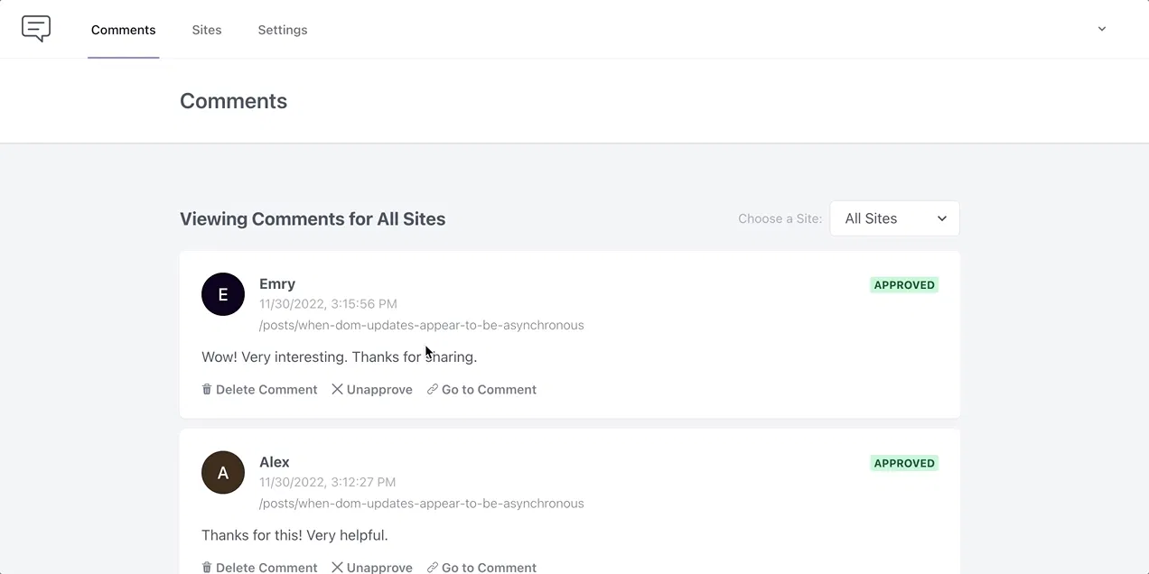 administration panel example