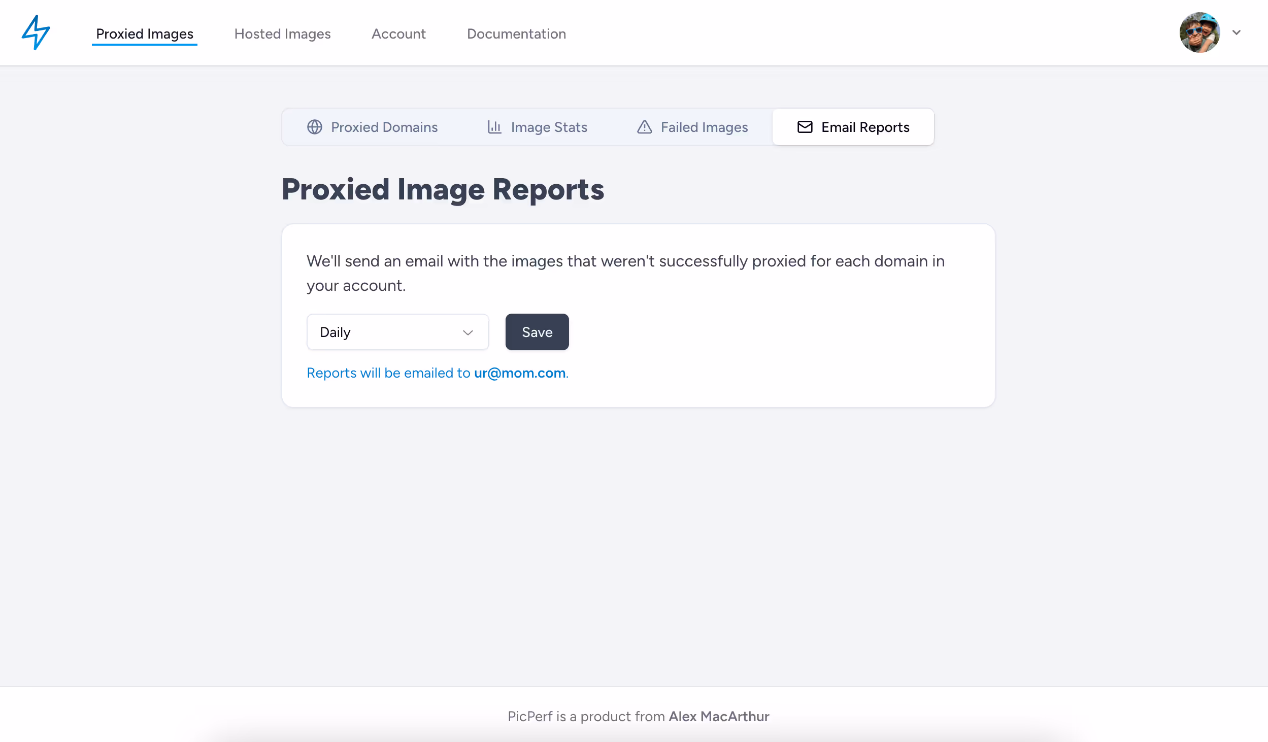 failed image email reports