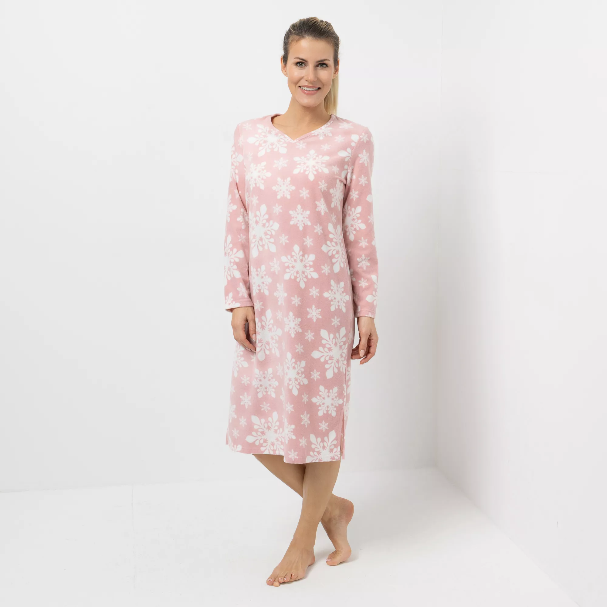 POLARSTERN Nachthemd Mikrofaser Fleece bedruckt Länge von ca. 110 cm