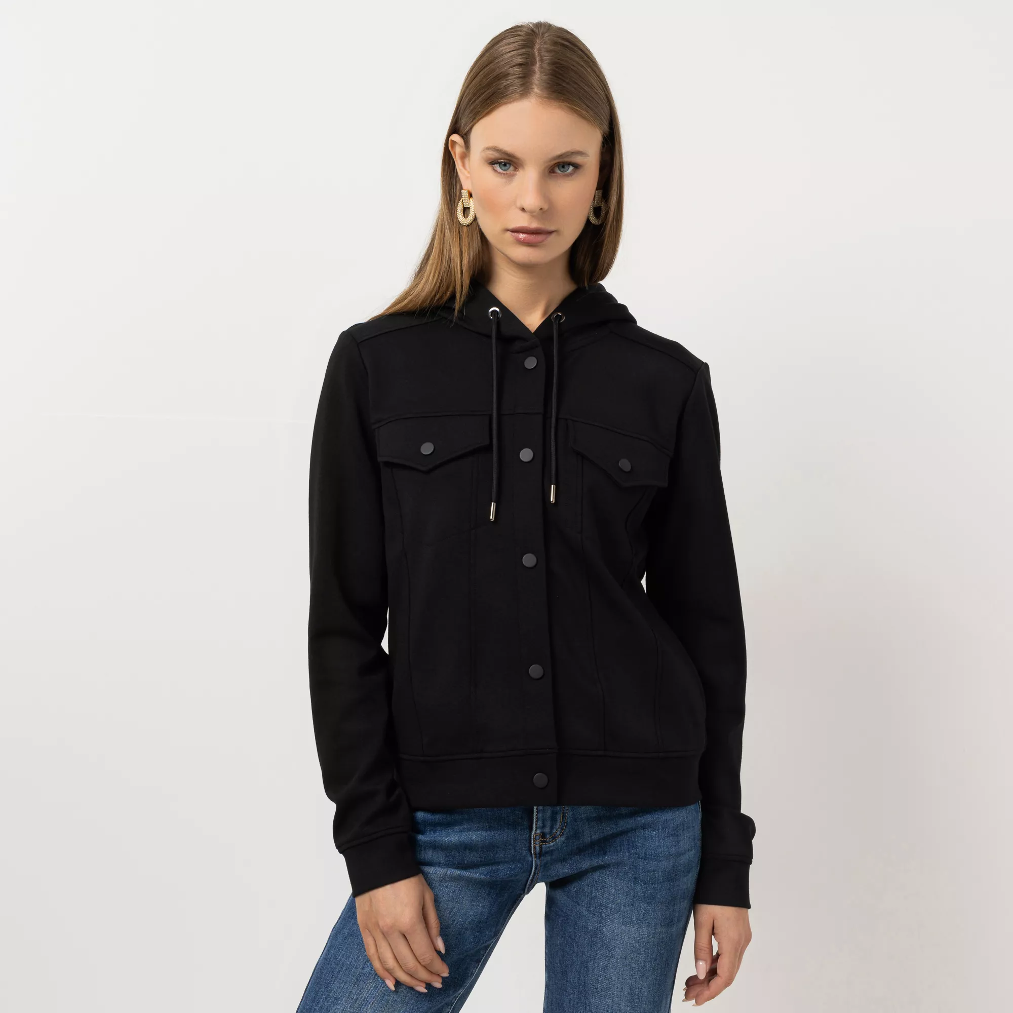 STEFFEN SCHRAUT Sweatjacke mit Kapuze Nahttaschen leger weit