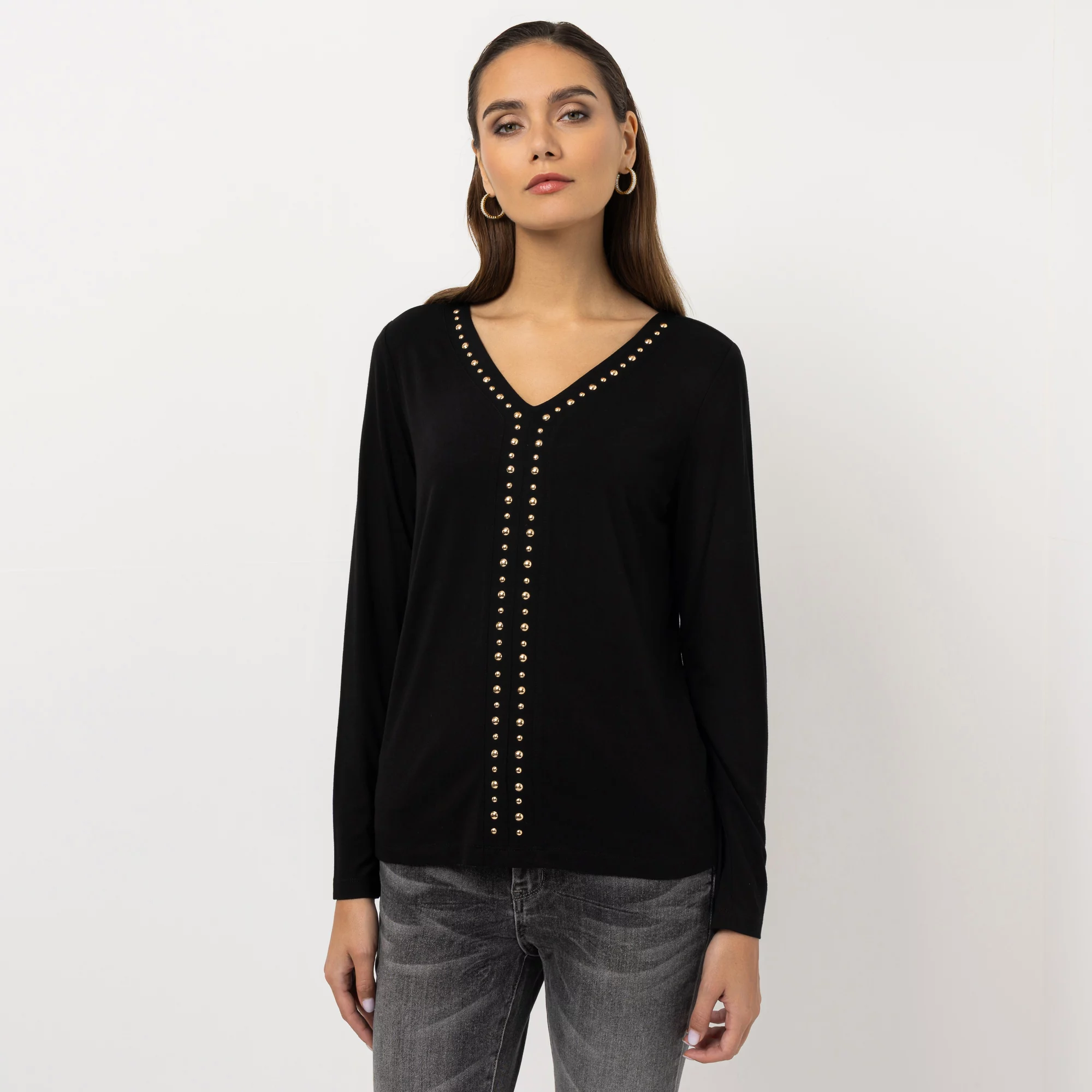 STEFFEN SCHRAUT Shirt, 1/1 Arm Nietendetails mit ECOVERO Viskose figurumspielend