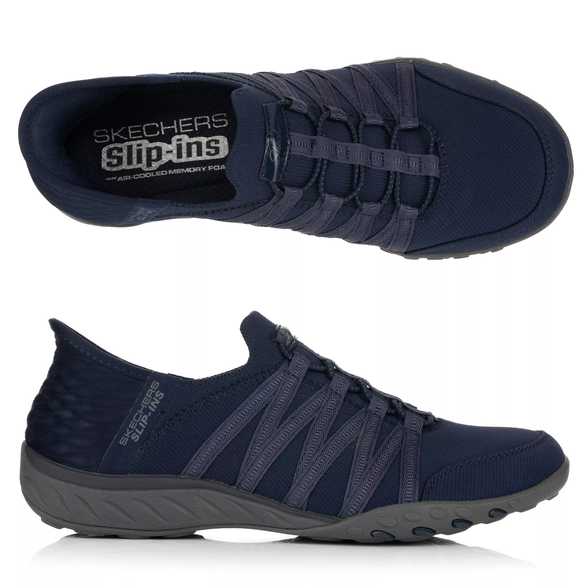 SKECHERS Damen-Slipper Breathe Easy Fersenkissen Materialmix