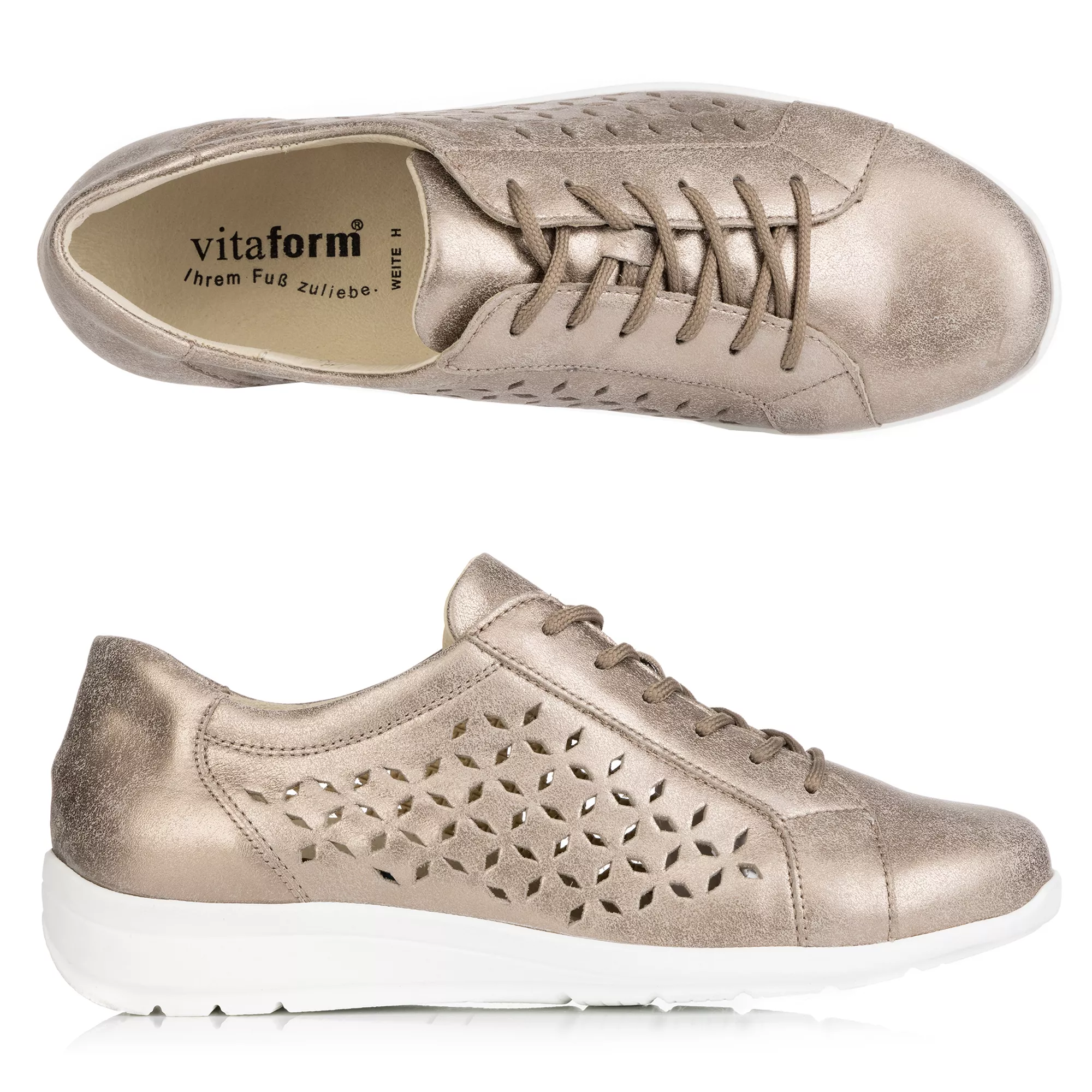 VITAFORM Damen- Sneaker Leder metallic Perforation