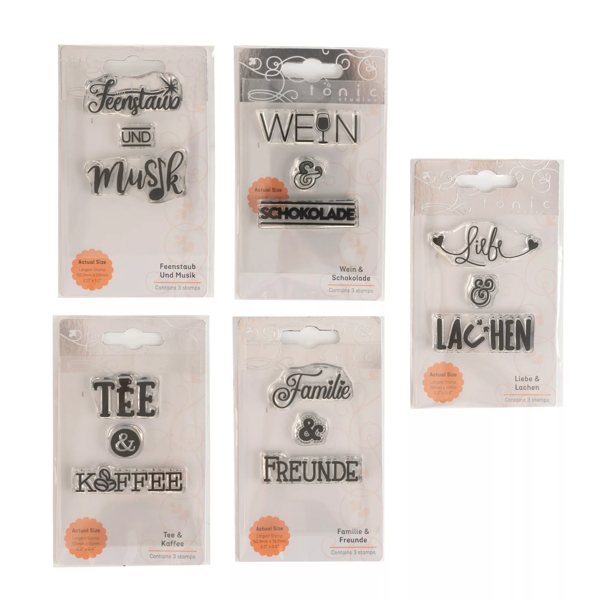 TONIC STUDIOS Stempel-Set verschiedene Sprüche ca. 5,5x2,5cm 15tlg.