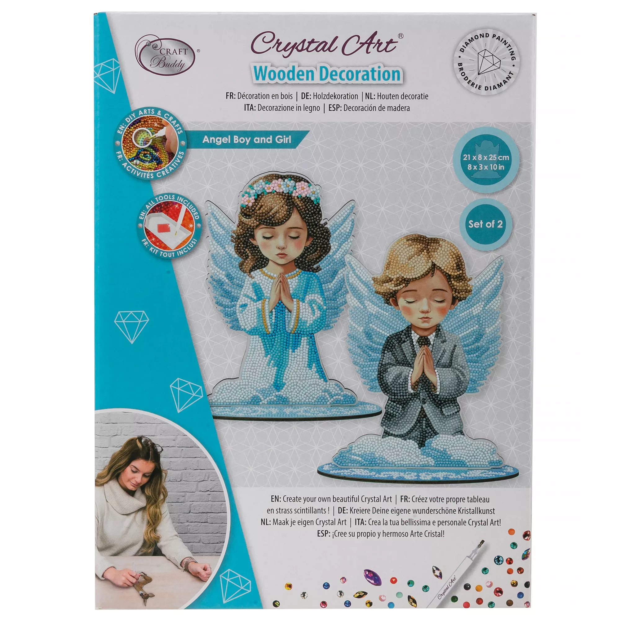 CRAFT BUDDY™ Diamond Painting-Set Engel-Paar ca. 21x10x25cm 7tlg.