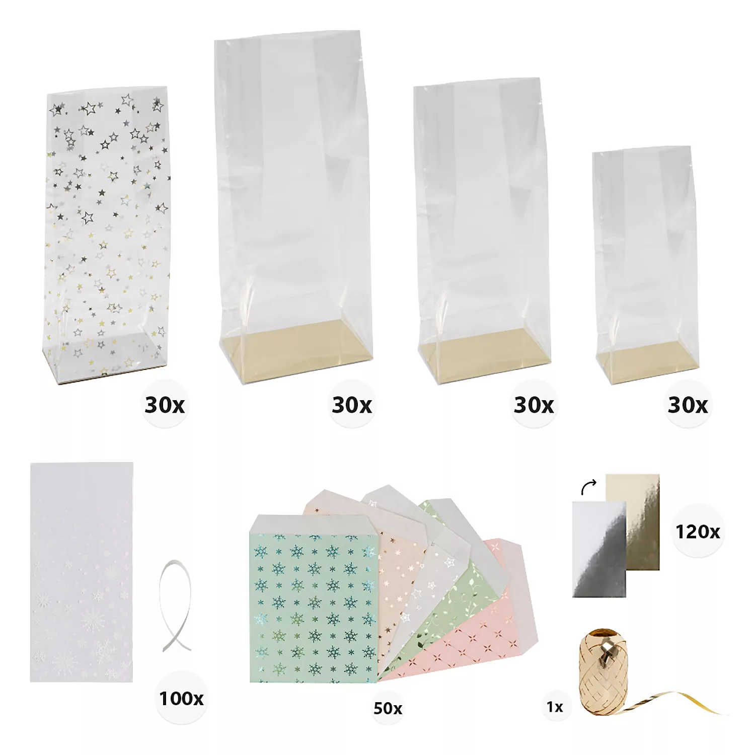 KARIN JITTENMEIER Verpackungs-Set 270 Geschenkbeutel für jegliche Anlässe tlw. bedruckt, 391tlg