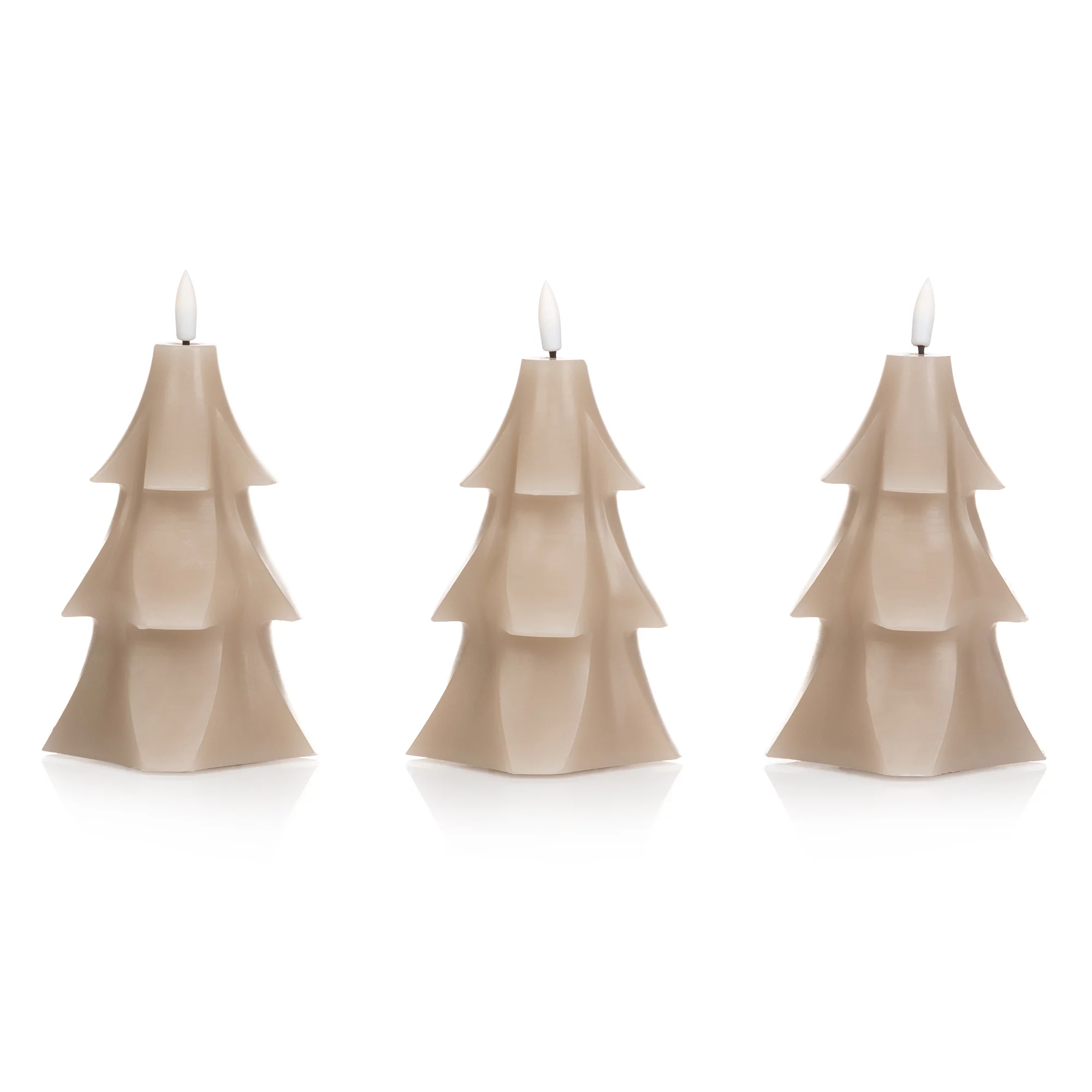 ELAMBIA 3 LED-Kerzen Tannenbäume Flamme Luma, Timer Höhe 15cm, Ø 10cm