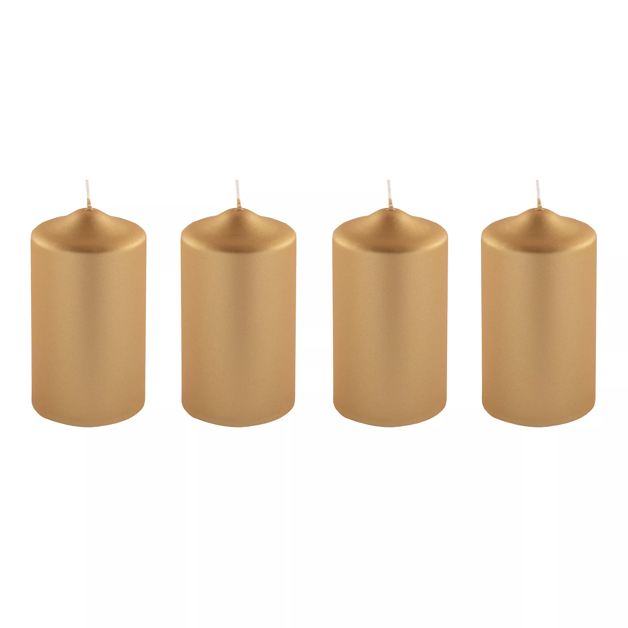 FINK 4 Stumpenkerzen CANDLE metallic Höhe 15cm, Ø 8cm
