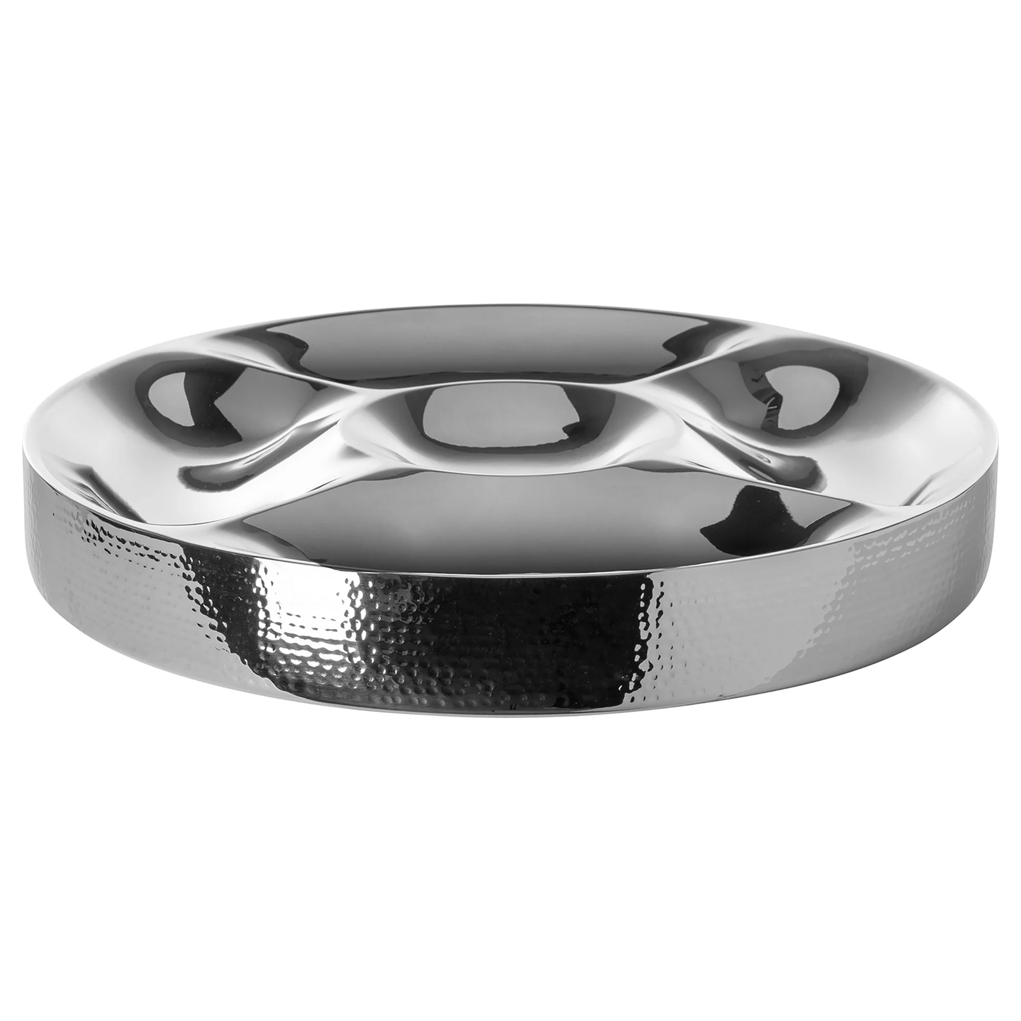 FINK Servierplatte VOLCAN Edelstahl gehämmert 5 Mulden Höhe 5,5cm, Ø 36cm