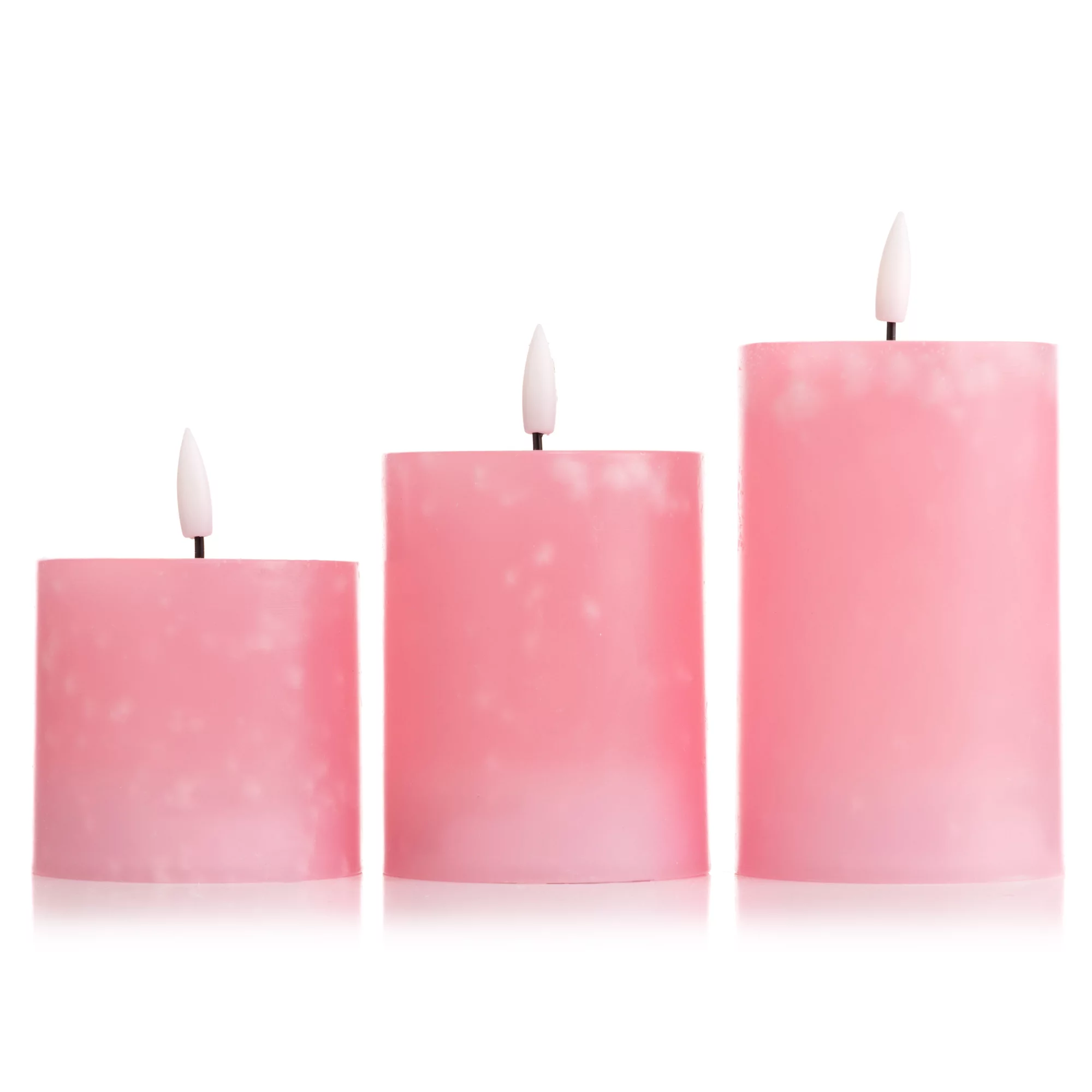 ELAMBIA 3 LED-Kerzen Frosted-Optik Flamme Luma, Timer Höhe 10, 12,5 & 15cm