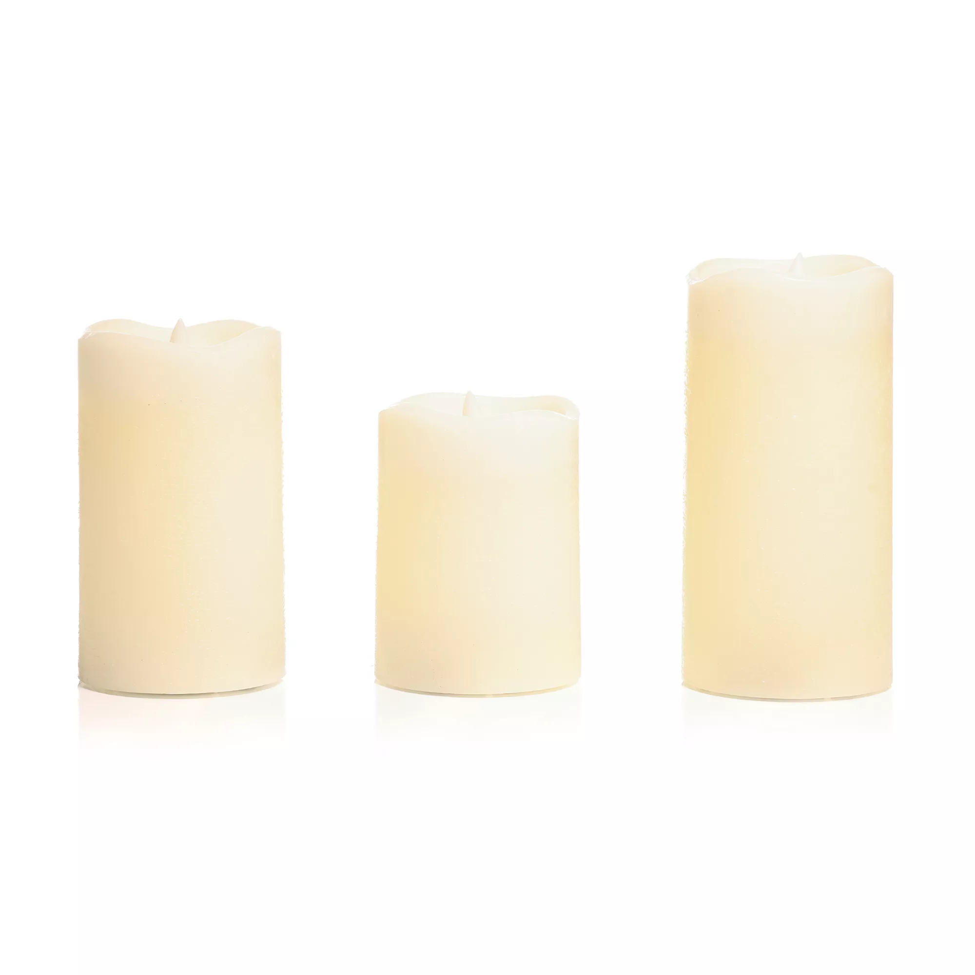 ELAMBIA 3 LED-Kerzen uni, Flamme Luma 5h-Timerfunktion Höhe 10, 12,5 & 15cm