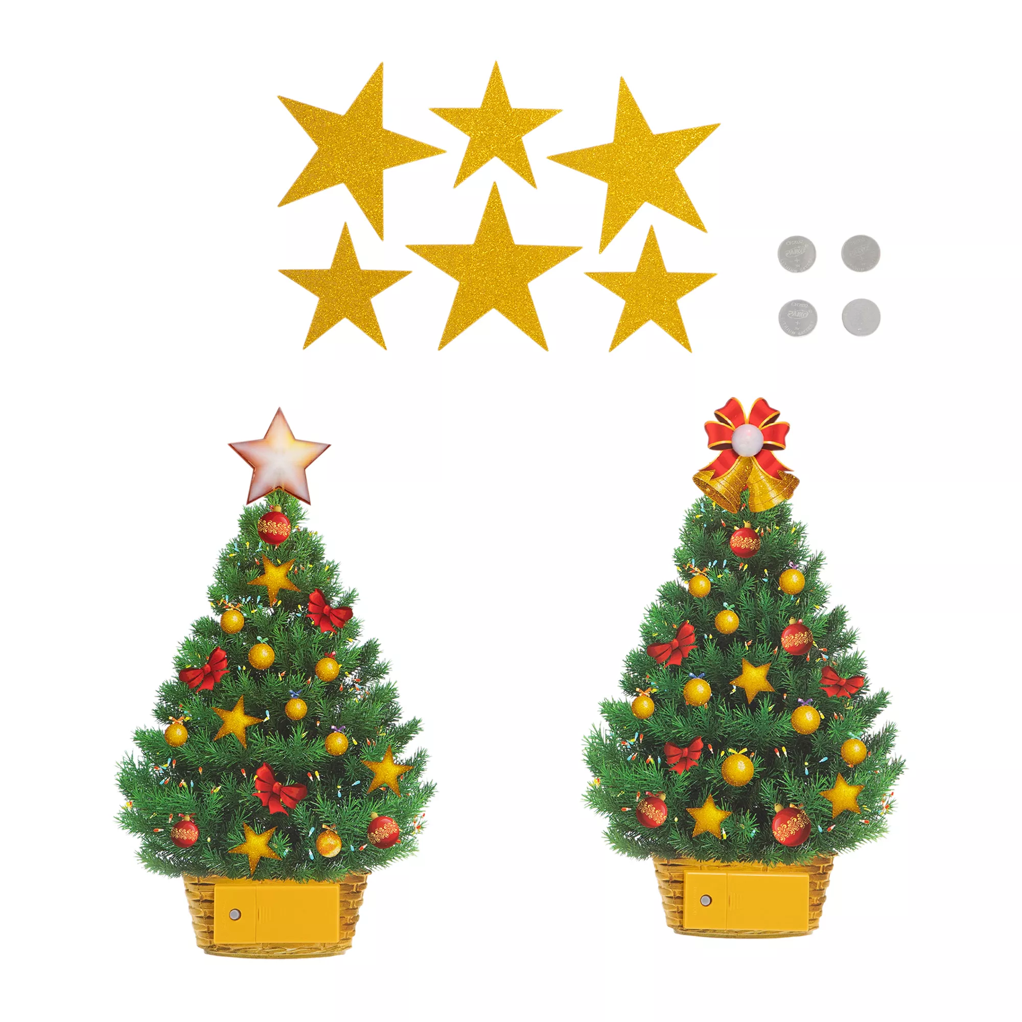 LUMIDA Xmas 2 LED-Fensterbilder & 6 zusätzliche Bilder mit Glitzer Geschenkverpackung