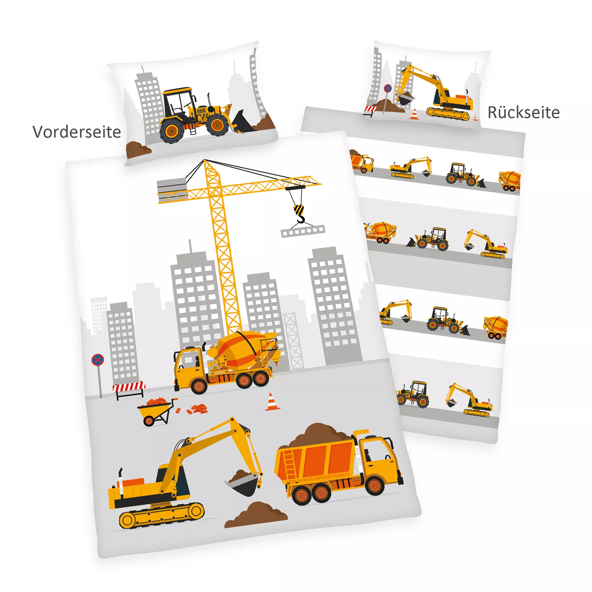 babybest® Wendebettwäsche Baustelle Baumwoll Flanell Einzelbett, 2tlg.