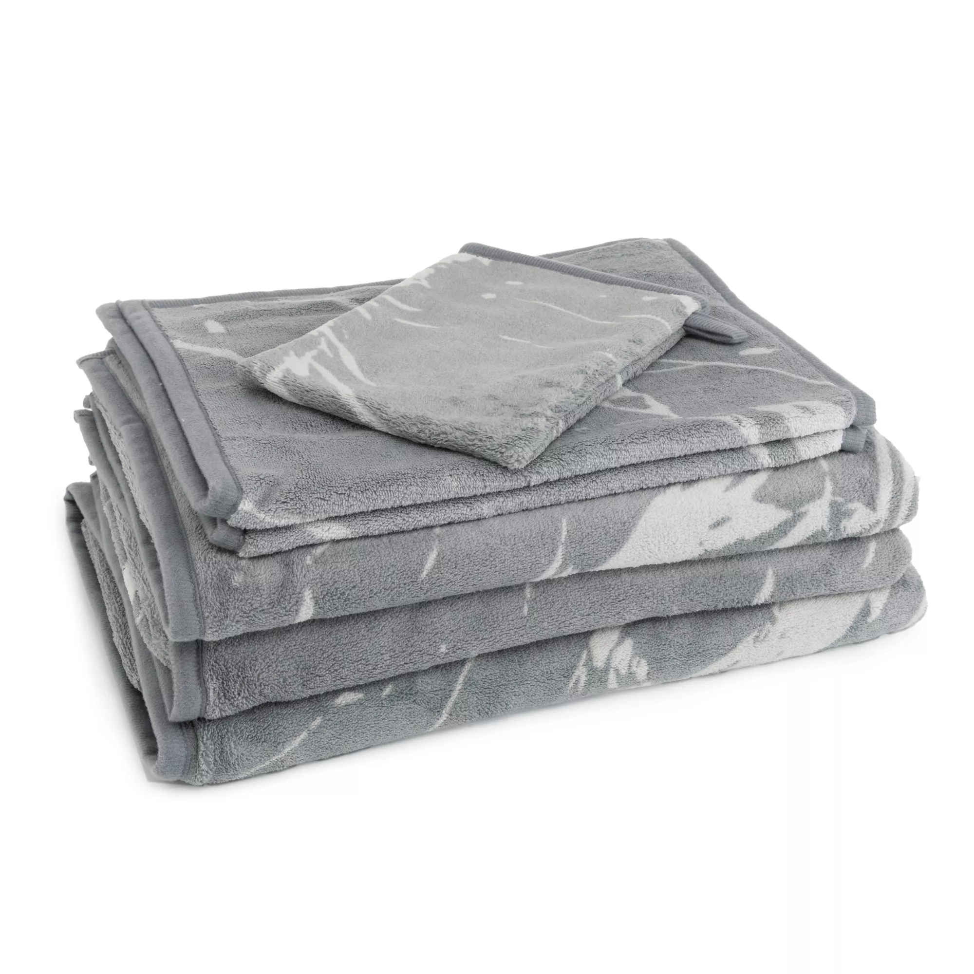 BADIZIO Softdry Handtuch-Set Marmor-Design MF Kuschelplüsch 6tlg.