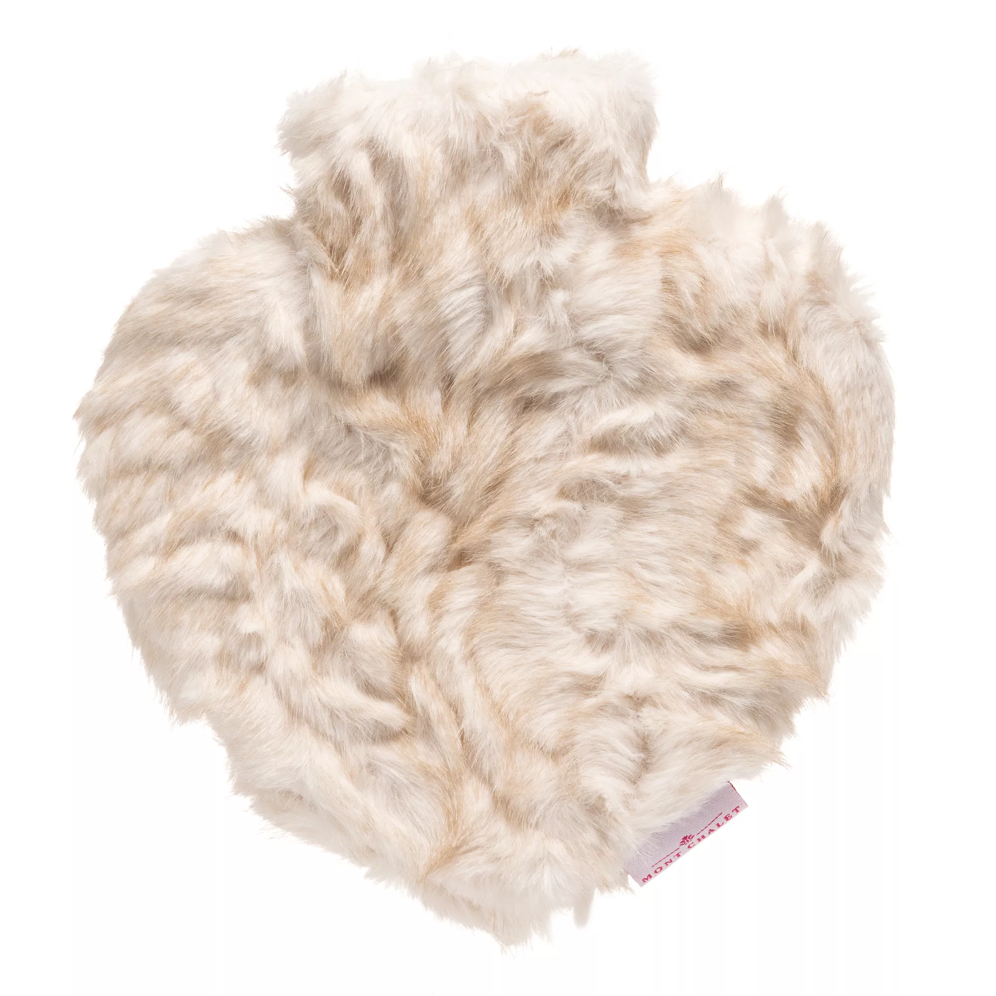 MONT CHALET Fellimitat- Wärmflasche 1L Tierfell-Struktur Herz-Form, 21,5x24cm