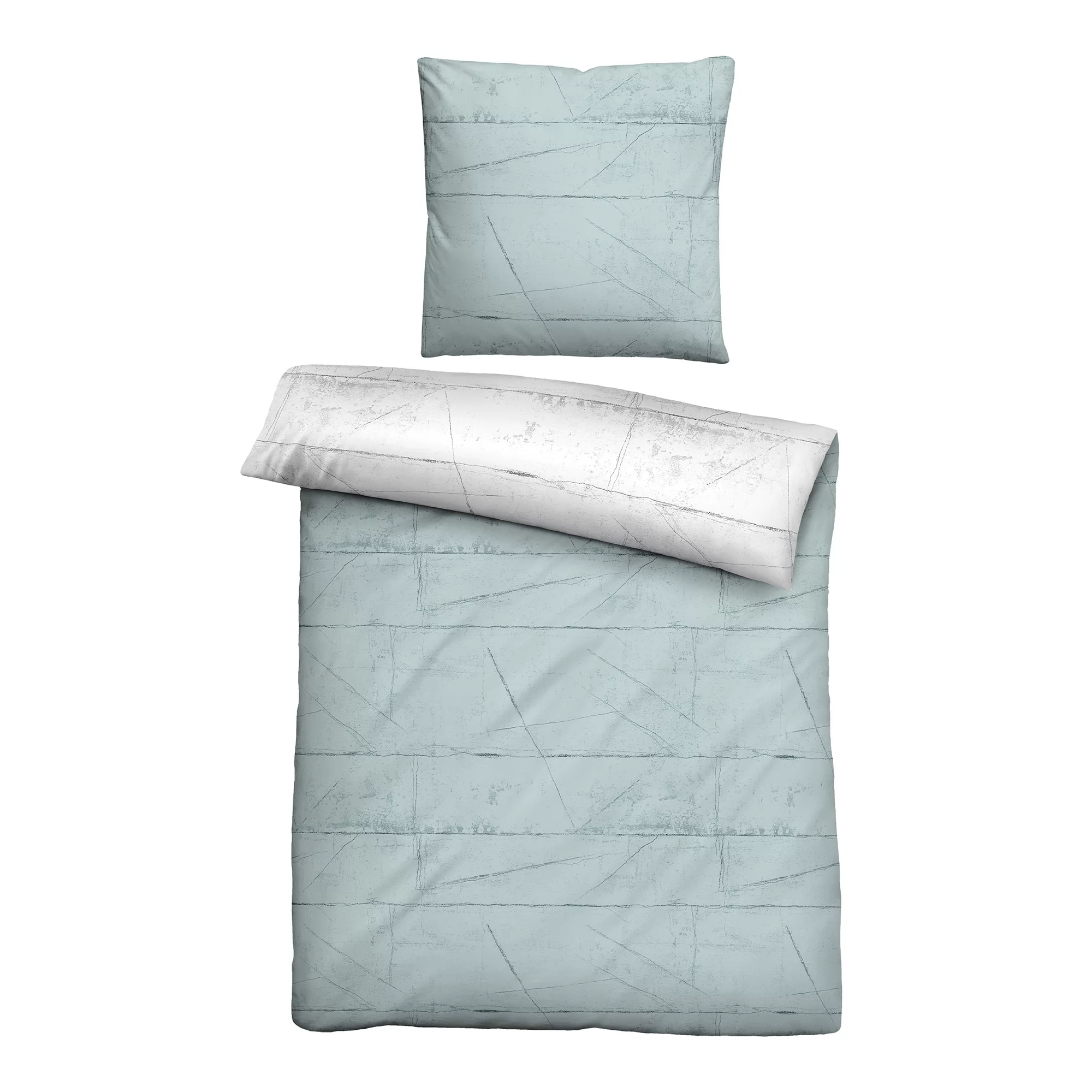 biberna® Wendebettwäsche Wand-Design Baumwoll Satin Einzelbett, 2tlg.