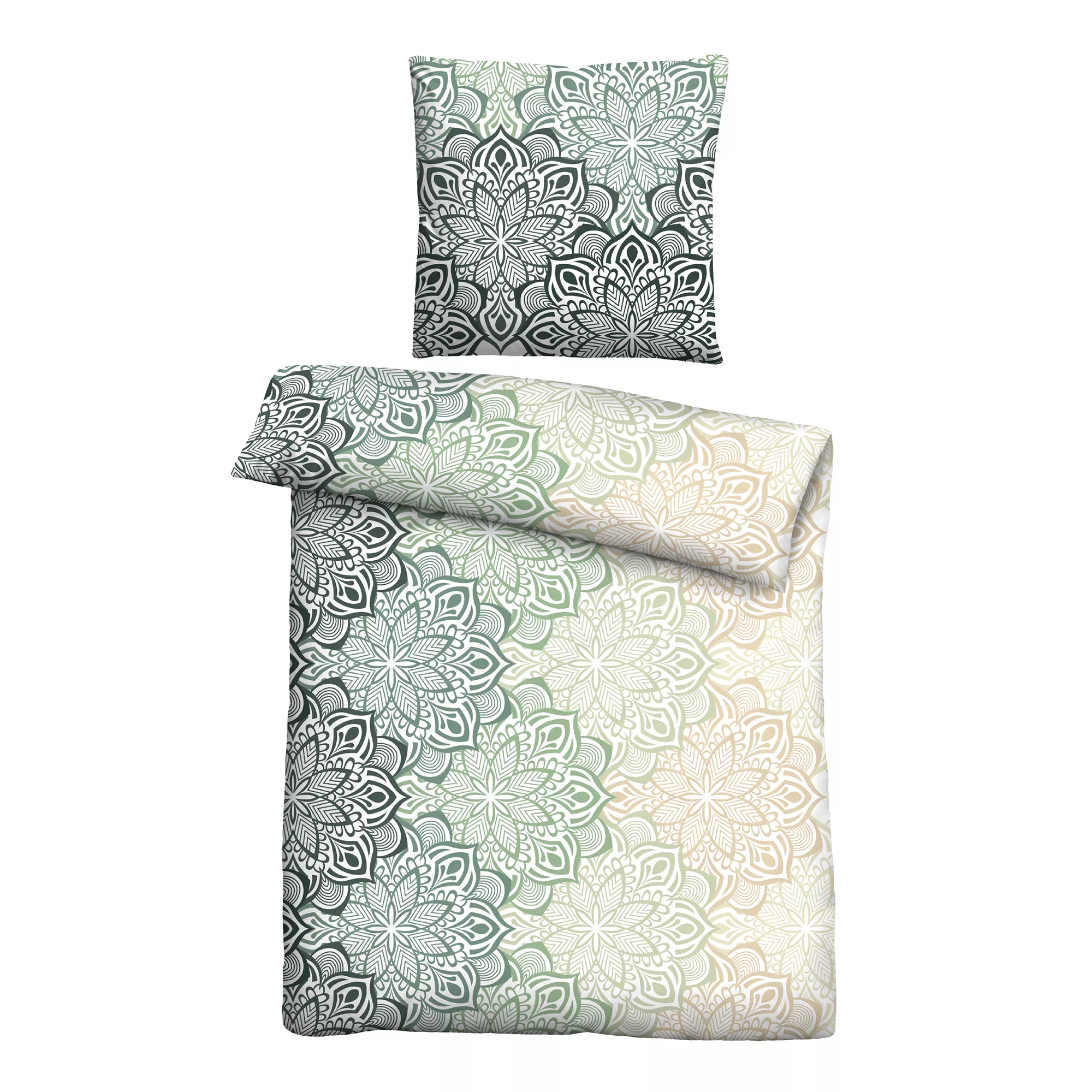 Castell® Bettwäsche Mandala-Design Baumwoll Feinbiber Einzelbett, 2tlg.