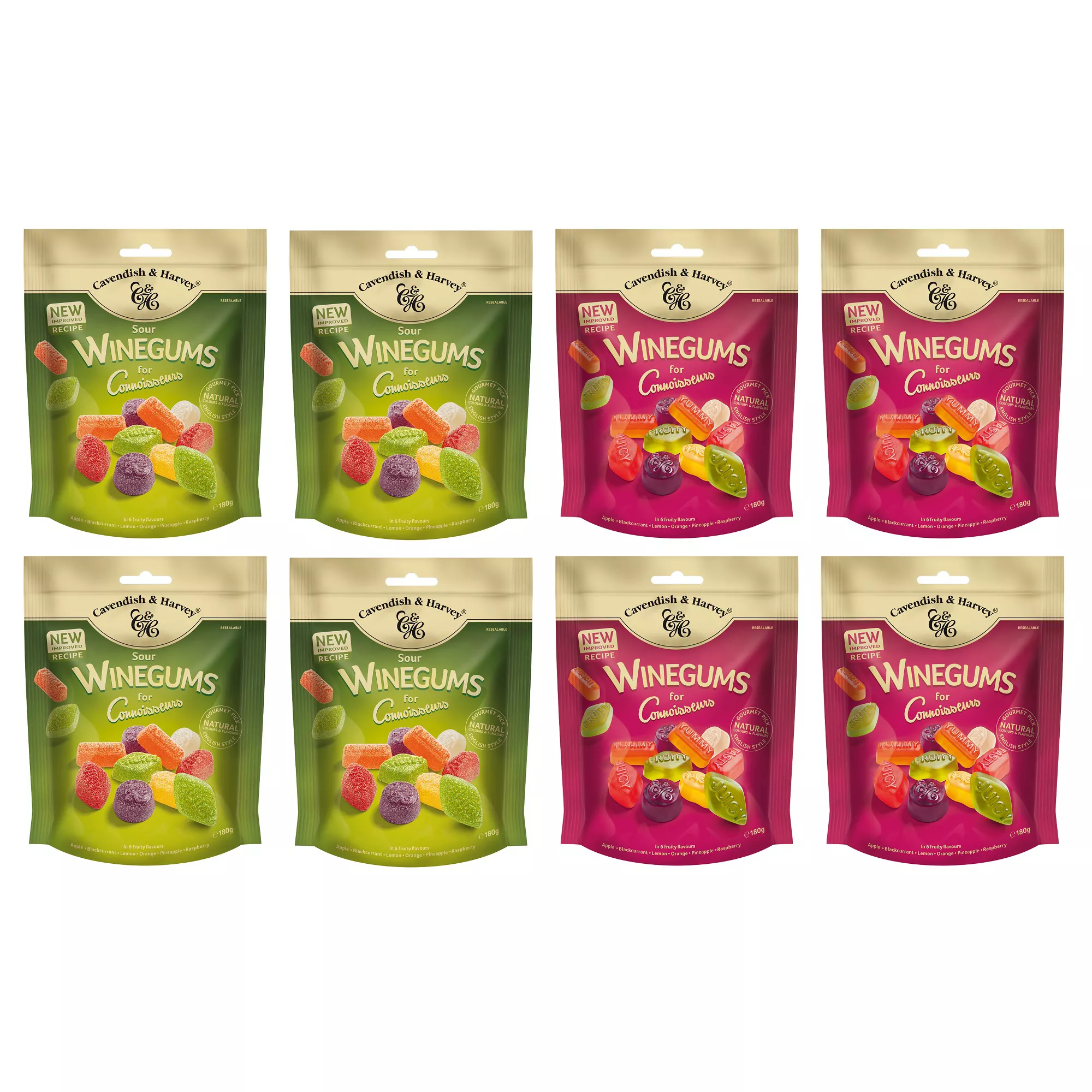 CAVENDISH & HARVEY® Weingummi 8 Packungen, gemischt oder sortenrein Inhalt 1.440g