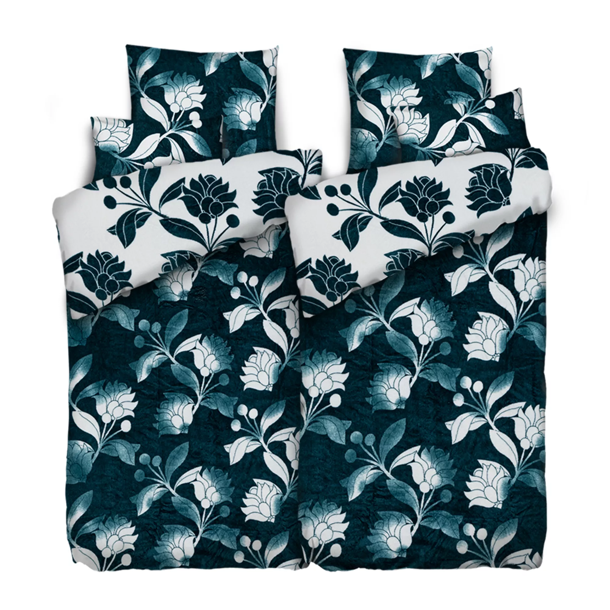 BADIZIO Classic Wendebettwäsche Aquarellranken Mikrofaser Plüsch Doppelbett, 6tlg.