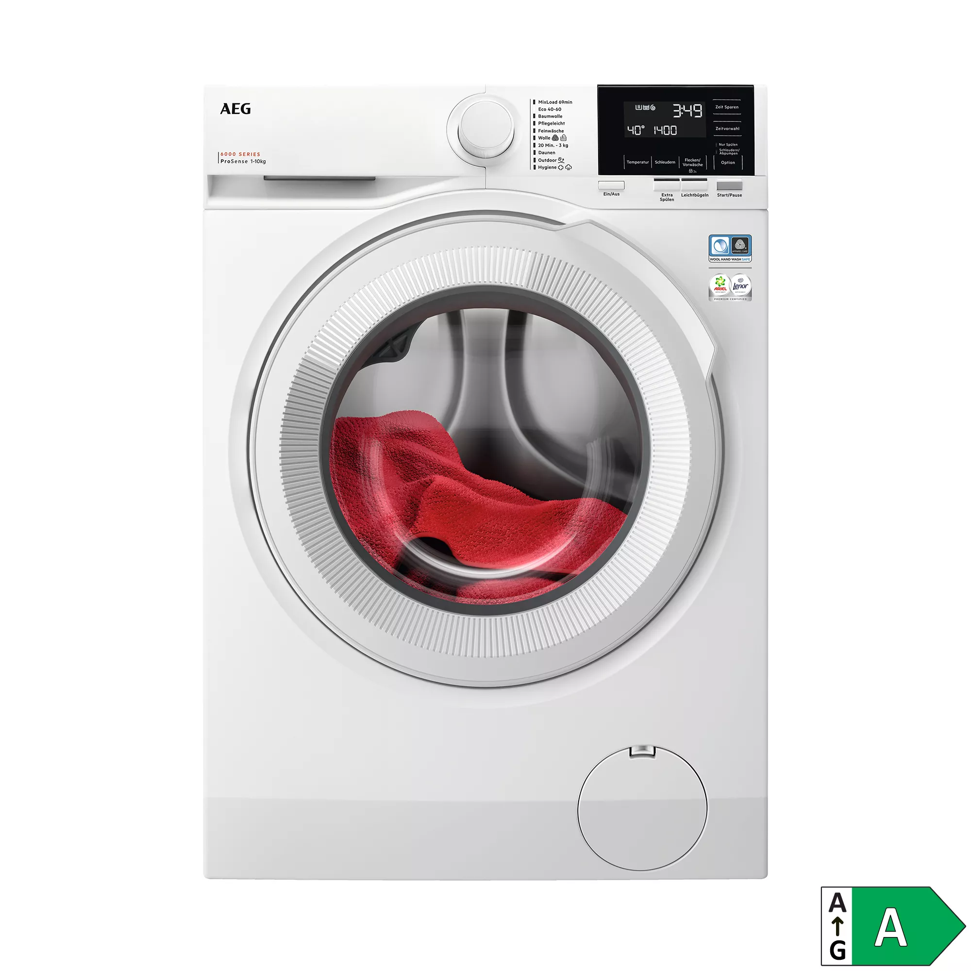 AEG Waschmaschine 10kg, EEK A Mengenautomatik Hygiene-Programm, Energieeffizienzklasse A