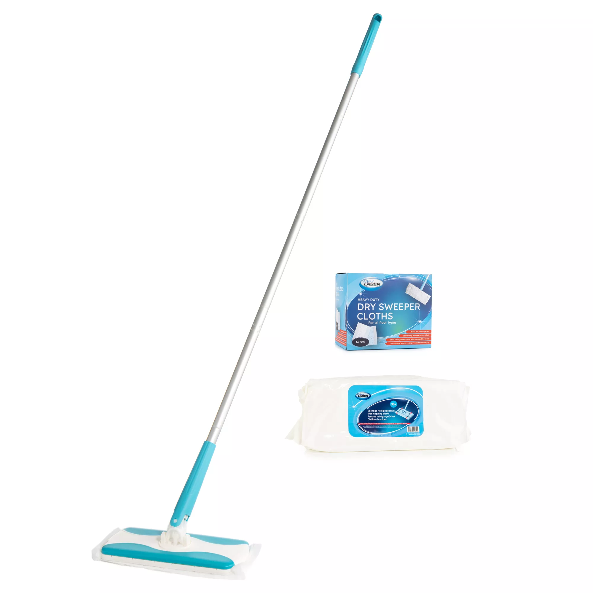 AQUA LASER Magic Sweeper Bodenwischer inkl. Staub- & Feuchttücher, 36tlg.
