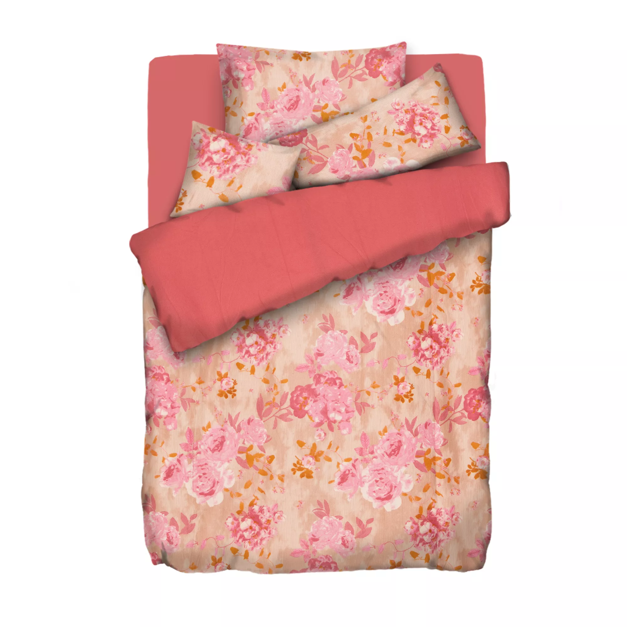 WINTERENGEL Wendebettwäsche Rosenmuster Mikrofaser Flanell Einzelbett, 5tlg.