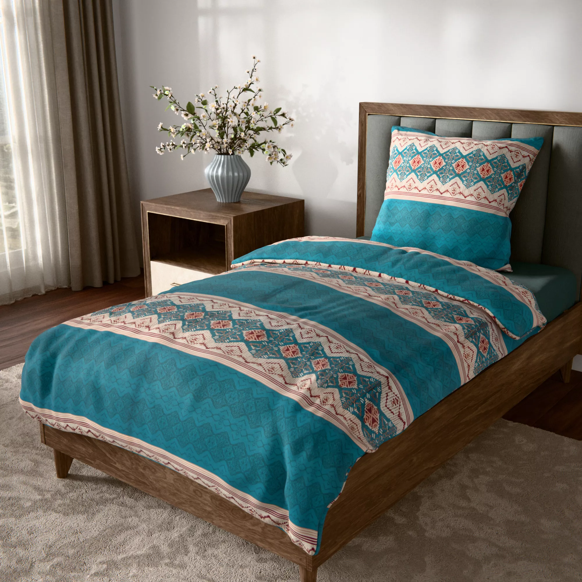 WINTERENGEL Bettwäsche Querstreifen Mikrofaser Flanell Einzelbett, 3tlg.