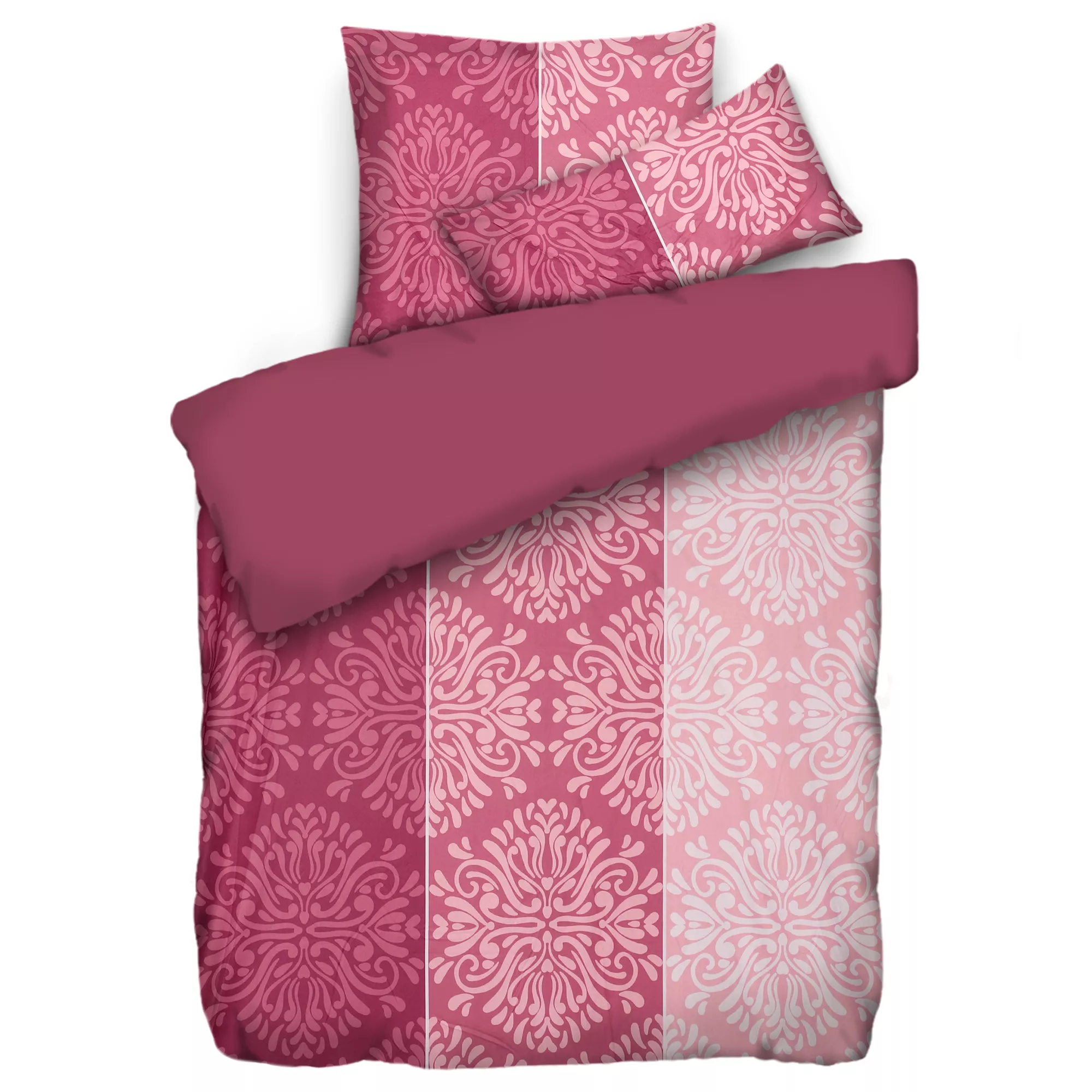 JERYMOOD Wendebettwäsche Ornamentstreifen Mikrofaser Jersey Einzelbett, 3tlg.