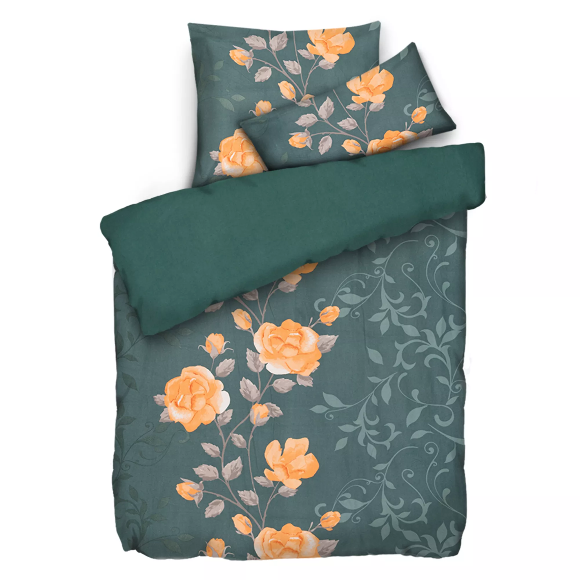 WINTERENGEL Premium Wendebettwäsche Ranke aus Rosen Mikrofaser Flanell Einzelbett, 3tlg.