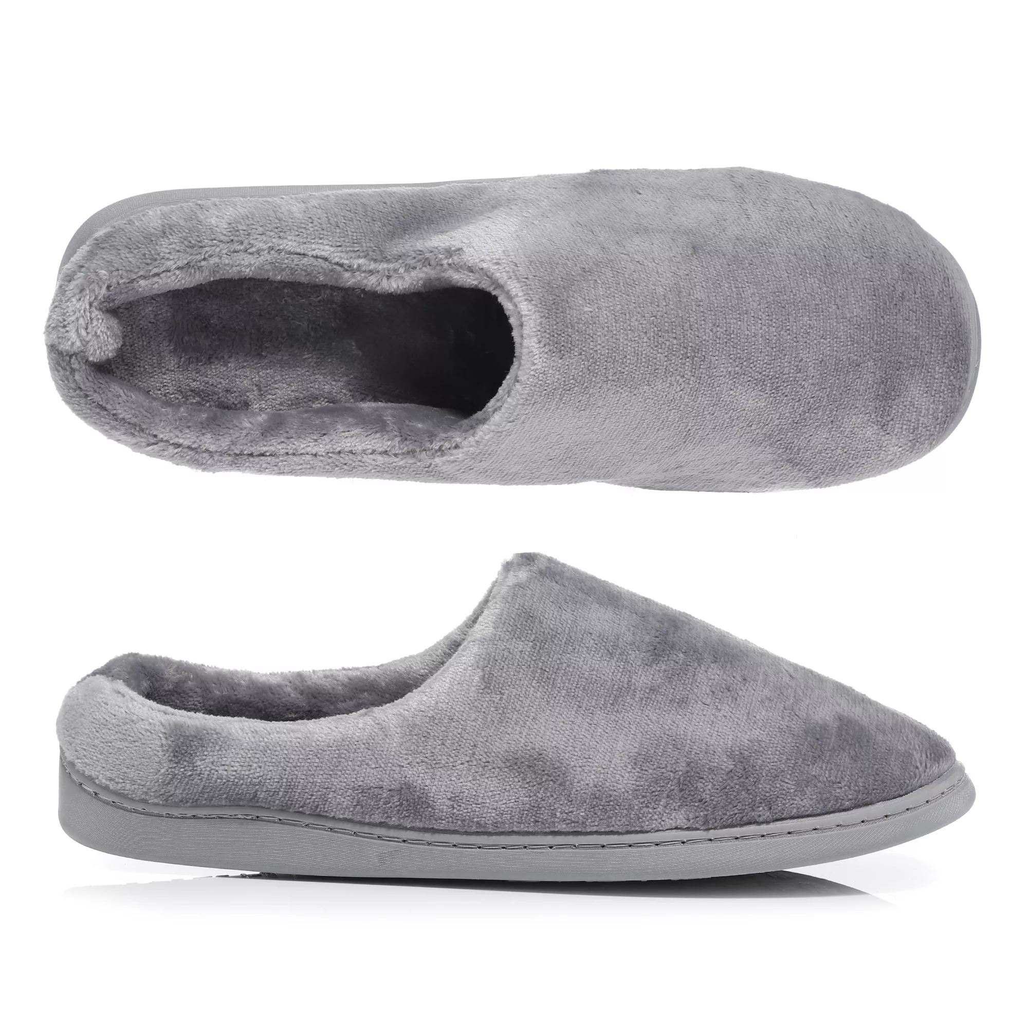 MONT CHALET Herren-Hausschuh uni Mikrofaser Chinchilla weich gepolstert