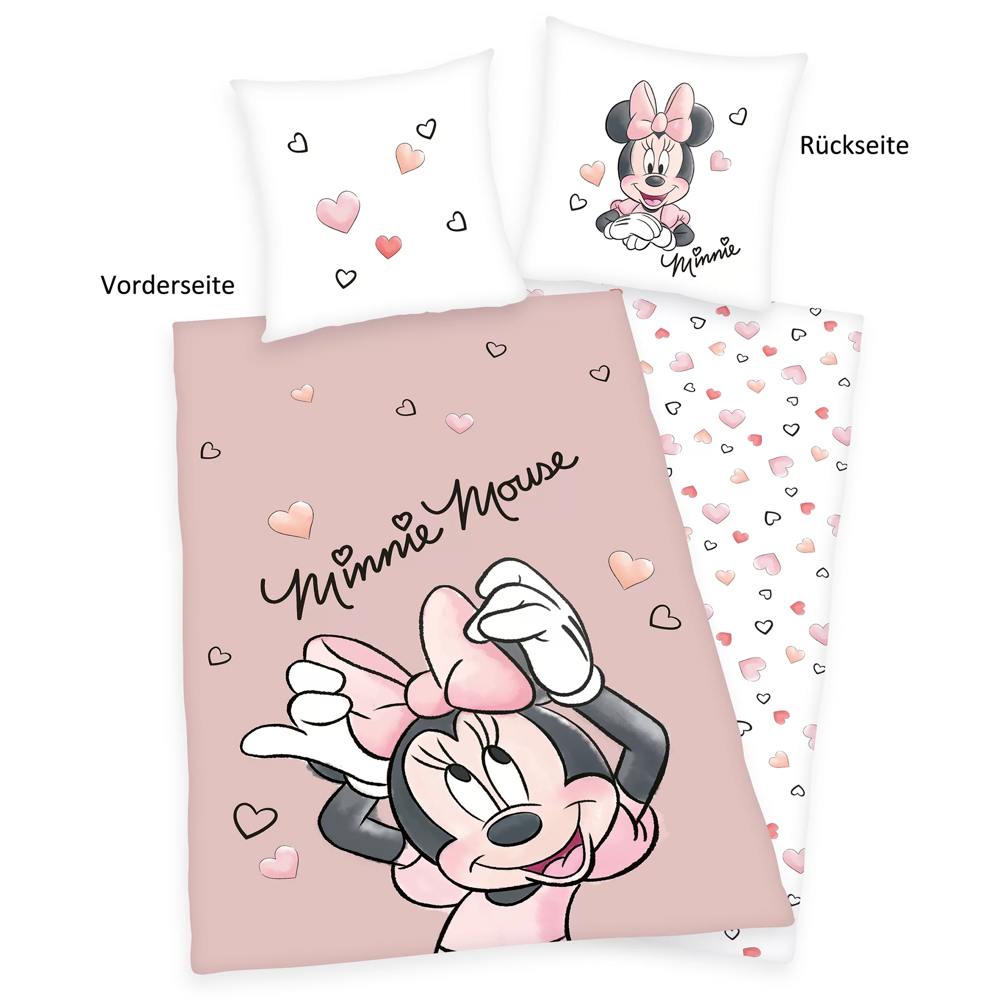 DISNEY® Wendebettwäsche Minnie Mouse Baumwoll Renforcé Einzelbett, 2tlg.